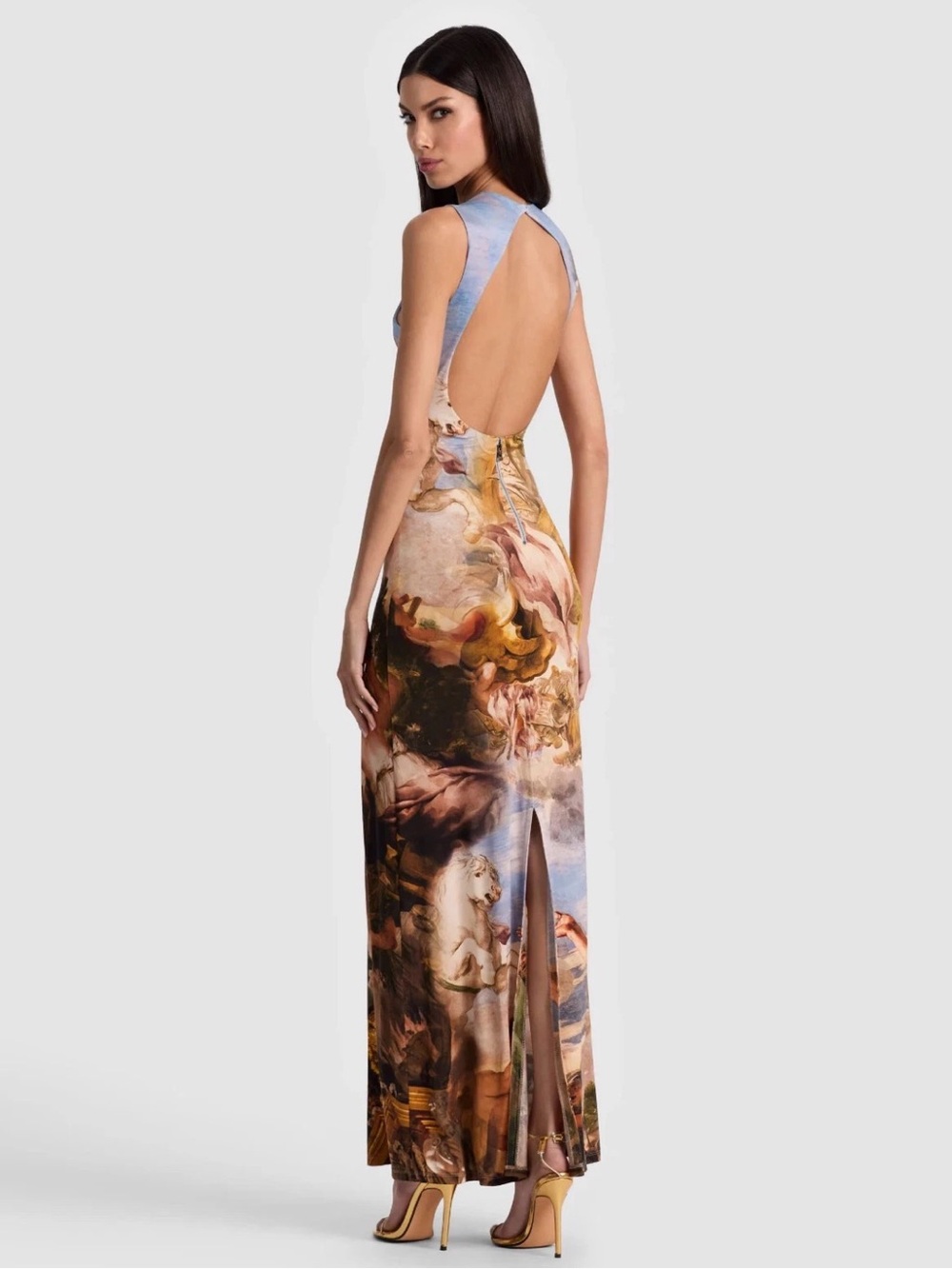 ALICE & OLIVIA DELORA RENAISSANCE FAIR OPEN BACK MAXI JERSEY DRESS - SZ 0 - NWT - Picture 4 of 7